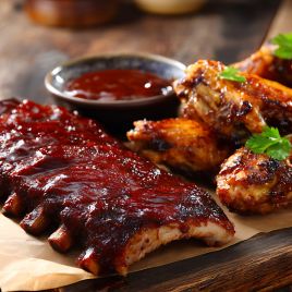 Gourmet burger with fries